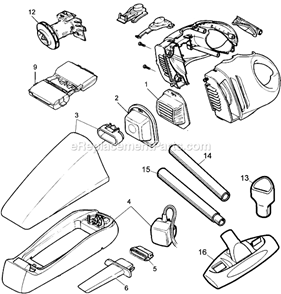 Page A Diagram and Parts List for FVE1210  Black and Decker Hand Vacuum
